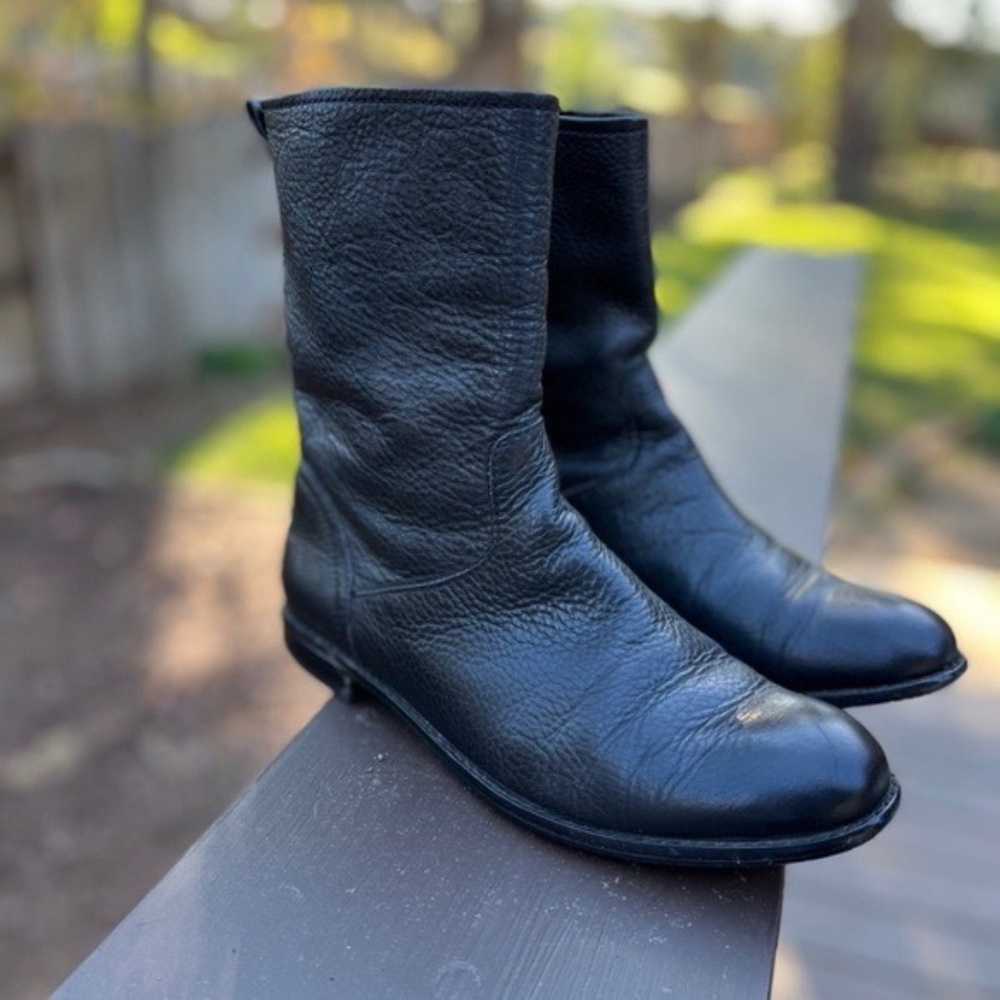 Vintage Coach Black Callan Boot Pebble Leather Size 8.5 — NEW SOLE/HEEL — EUC